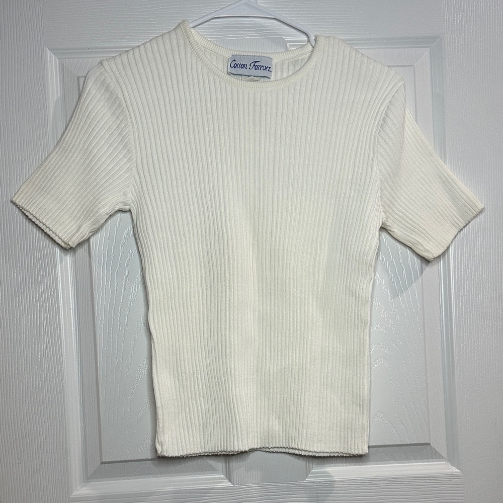 Women's Cream Ribbed Blouse